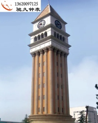 建筑大钟夜晚发光效果